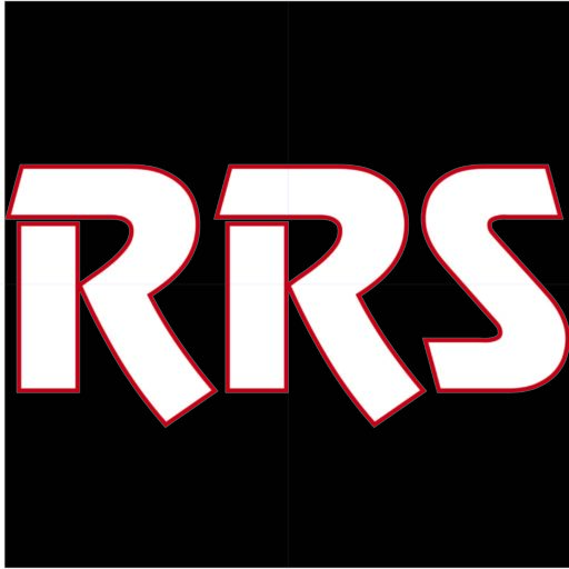 Logo with stylized white letters 'RRS' on a black background.